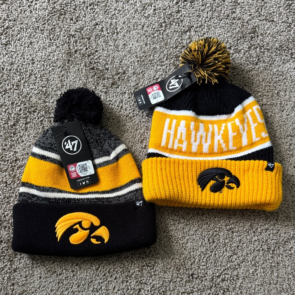 Pair of Iowa Hawkeyes winter stocking hats